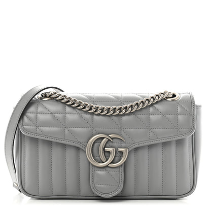 Gucci Calfskin Matelasse Aria Small GG Marmont Shoulder Bag Deep Grey 1 of 10