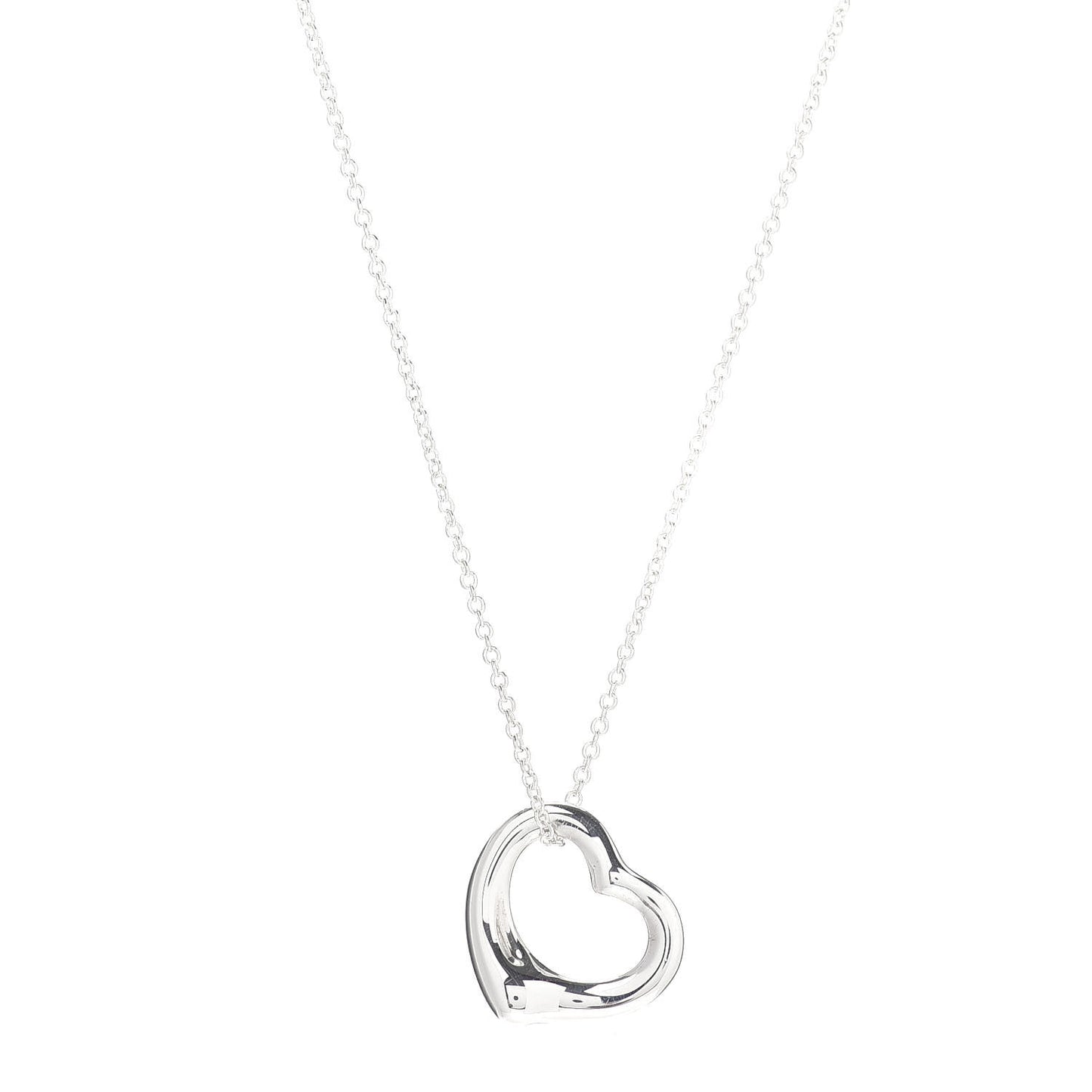 Sterling Silver 16mm Elsa Peretti Open Heart Pendant Necklace