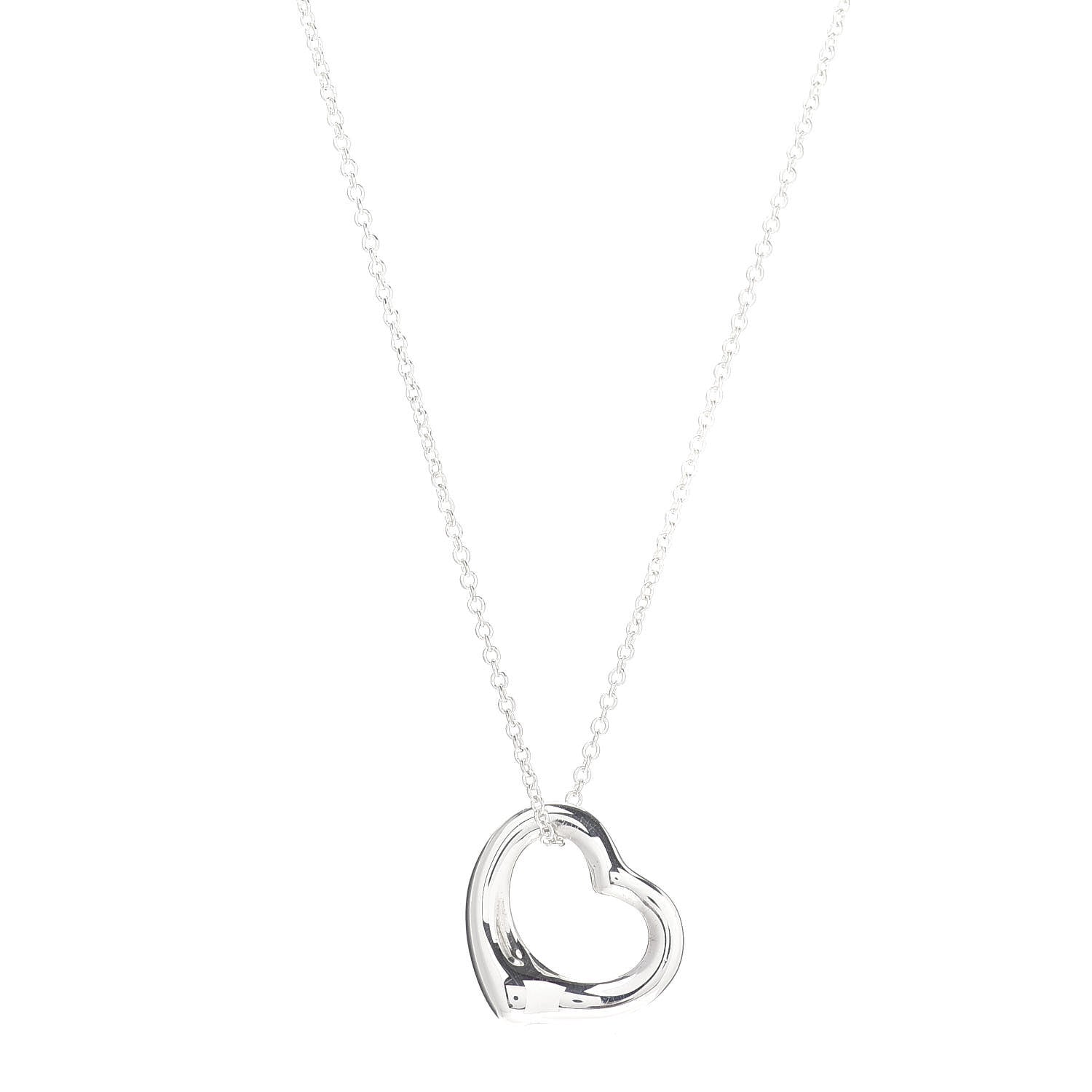 Tiffany Sterling Silver 16mm Elsa Peretti Open Heart Pendant Necklace 1 of 4