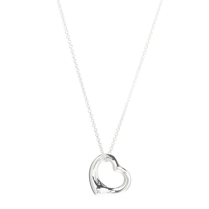 Tiffany Sterling Silver 16mm Elsa Peretti Open Heart Pendant Necklace 1 of 4