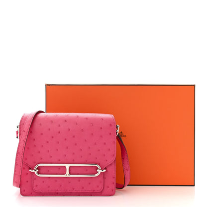 Hermes Ostrich Mini Sac Roulis Rose Tyrien 11 of 11