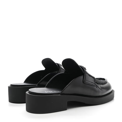 Prada Spazzolato Triangle 40mm Loafer Mules 38 Black 4 of 10