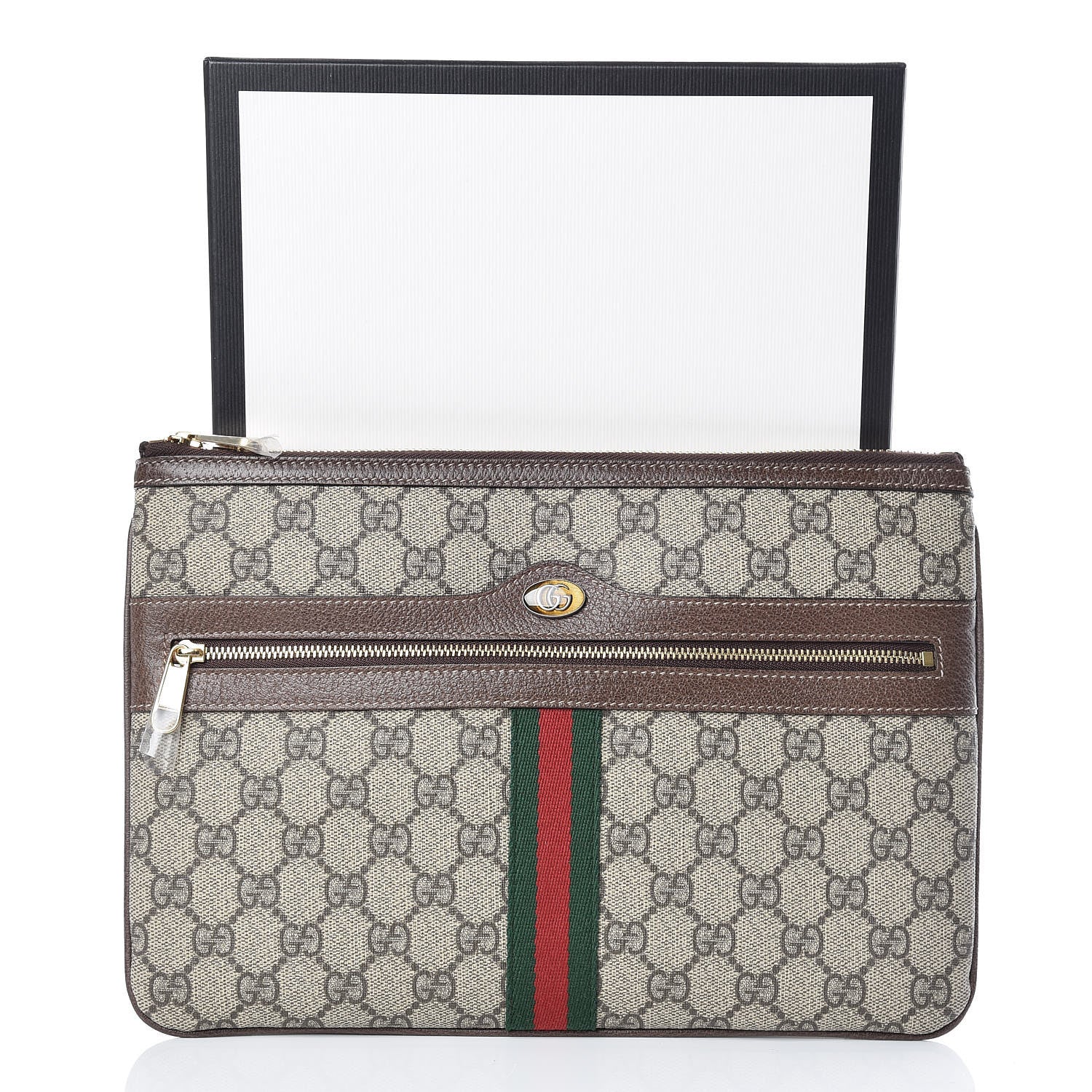 Gucci GG Supreme Monogram Large Ophidia Pouch Clutch Brown 10 of 10