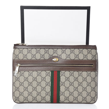 Gucci GG Supreme Monogram Large Ophidia Pouch Clutch Brown 10 of 10