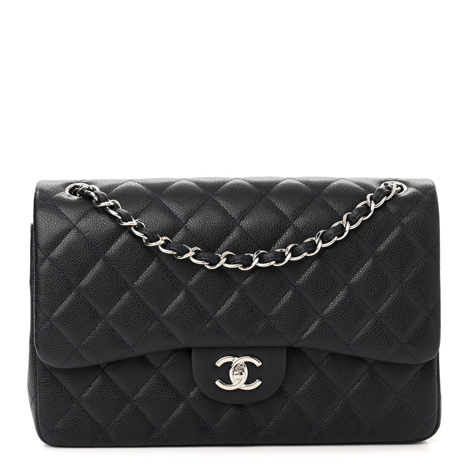 Chanel Caviar Quilted Jumbo Double Flap Navy Blue 1 of 9