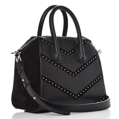 Givenchy Calfskin Suede Mini Studded Chevron Antigona Black 3 of 7
