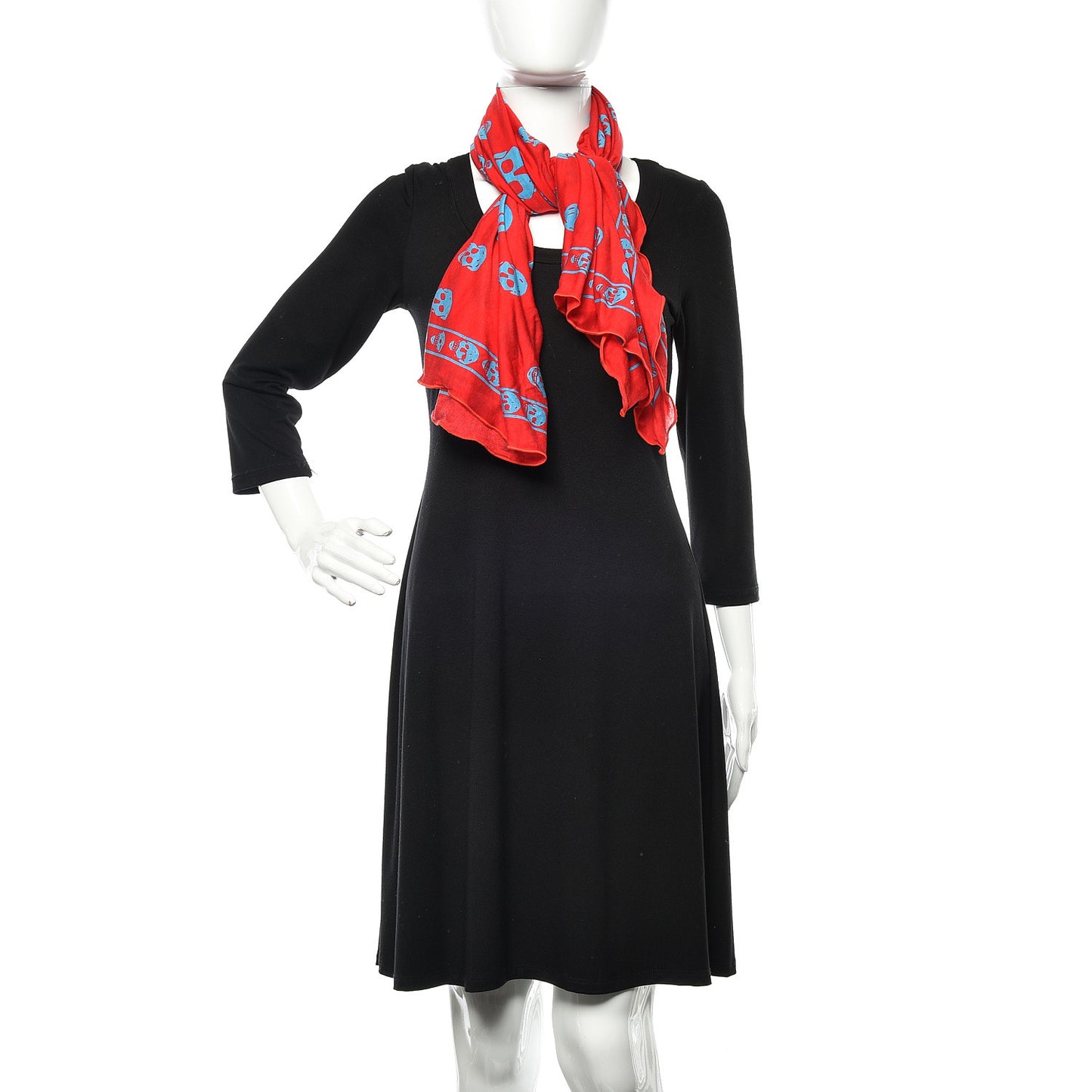 Silk Chiffon Skull Scarf Red Blue