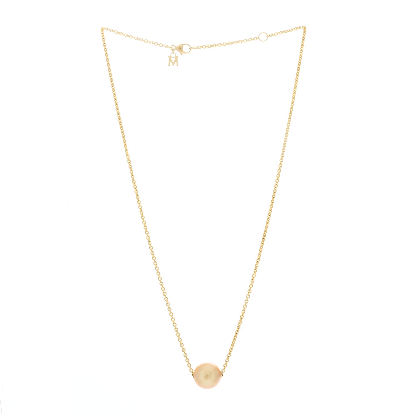 18K Yellow Gold Golden South Sea Pearl 11.5mm Solari Pendant Necklace