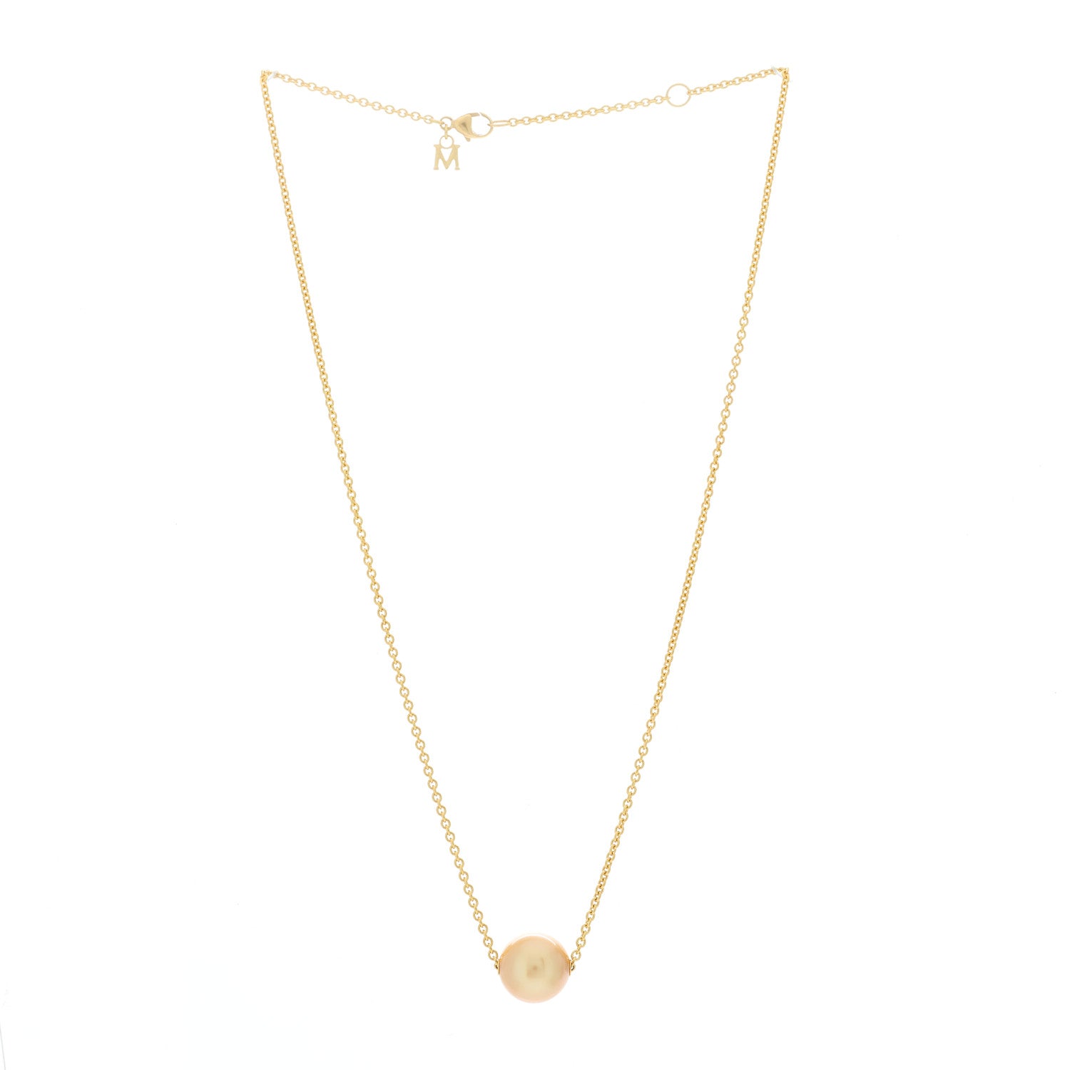Mikimoto 18K Yellow Gold Golden South Sea Pearl 11.5mm Solari Pendant Necklace 3 of 5