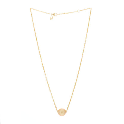 Mikimoto 18K Yellow Gold Golden South Sea Pearl 11.5mm Solari Pendant Necklace 3 of 5