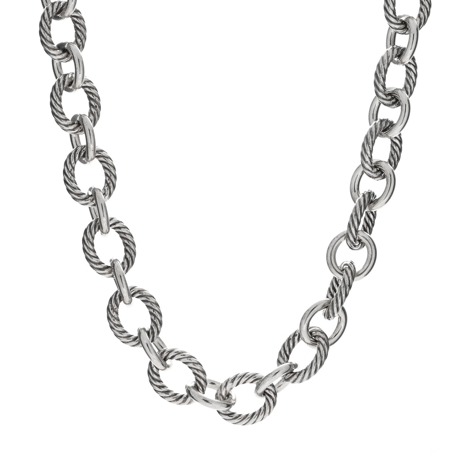 David Yurman Sterling Silver 16mm Large Oval Link Necklace 1 of 4
