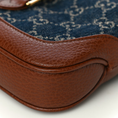 Gucci New Denim GG Monogram Calfskin Mini Jackie 1961 Hobo Blue Tea Cuir 13 of 13