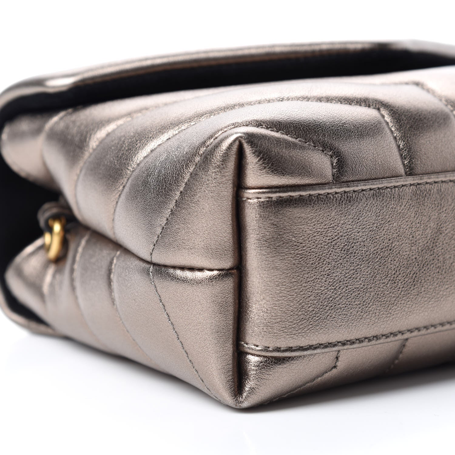 Saint Laurent Metallic Calfskin Y Quilted Monogram Toy Loulou Crossbody Bag Piombo 6 of 13