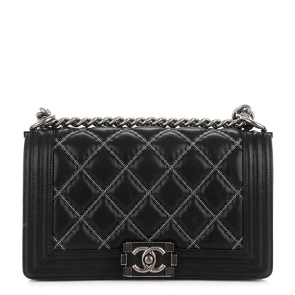 Chanel Iridescent Calfskin Embellished Double Stitch Medium Boy Flap Black 1 of 7