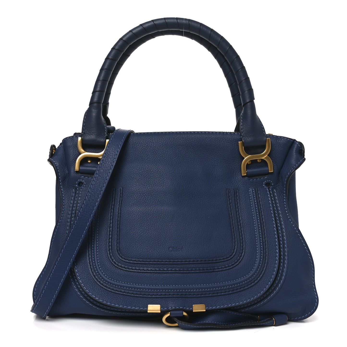 Calfskin Medium Marcie Satchel Scuba Blue