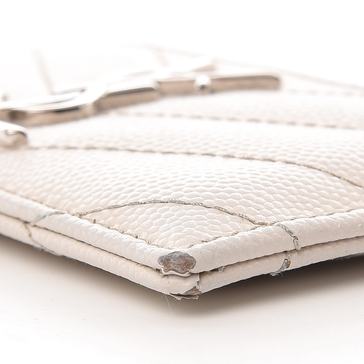 Saint Laurent Grain De Poudre Matelasse Chevron Card Case Icy White 20 of 22