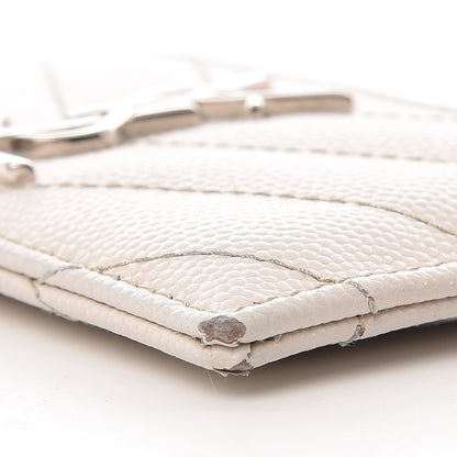 Saint Laurent Grain De Poudre Matelasse Chevron Card Case Icy White 20 of 22