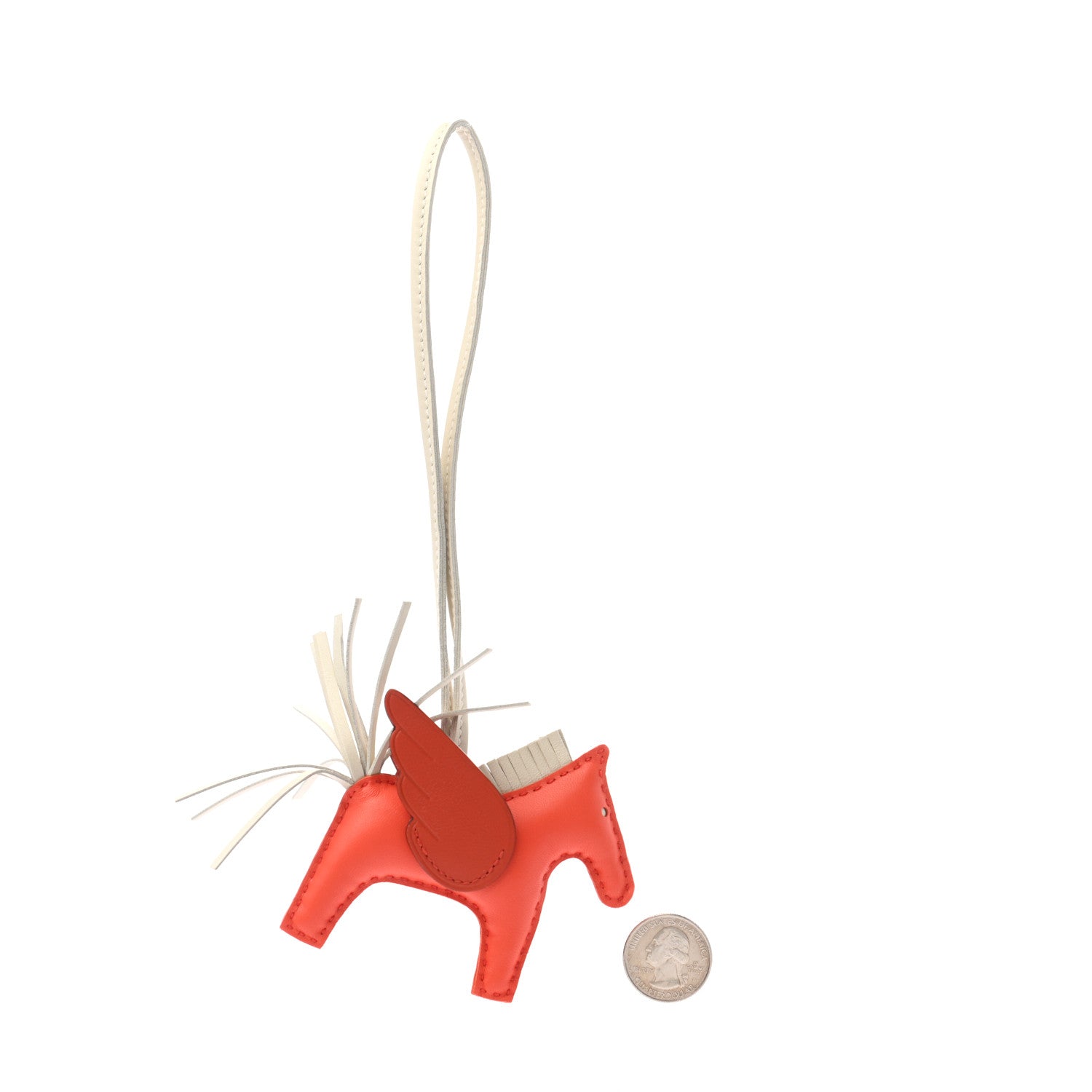 Hermes Milo Lambskin Grigri Rodeo Pegase Horse Bag Charm PM Orange Poppy Craie Terre Battue 2 of 4