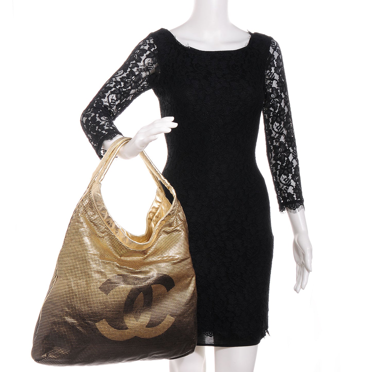Metallic Perforated Lambskin Hollywood Hobo Gold