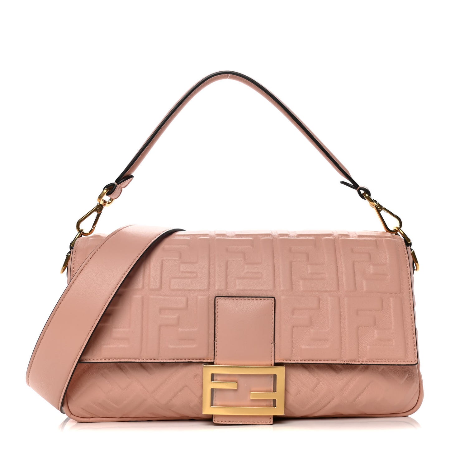 Nappa FF 1974 Embossed Large Baguette Rosa Bourbon