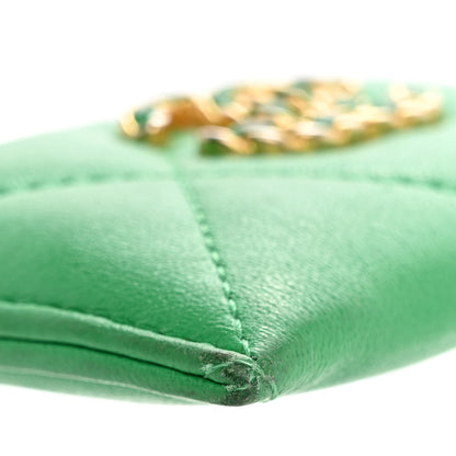 Chanel Lambskin Quilted Chanel 19 Card Holder Green 10 of 15