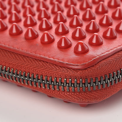 Christian Louboutin Calfskin Panettone Spiked Zip Around Wallet Rouge De Mars 7 of 18