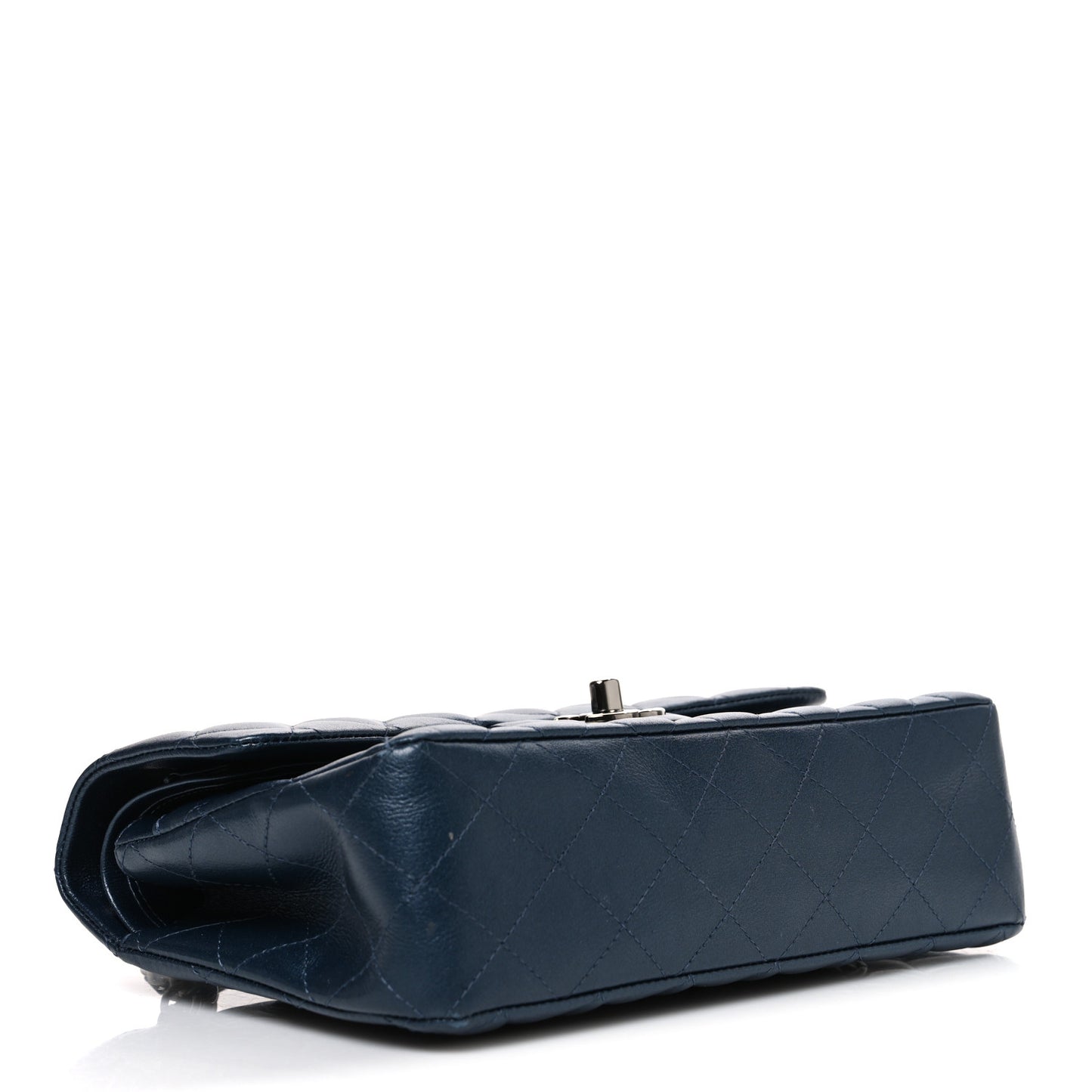 Iridescent Lambskin Quilted Small Double Flap Dark Blue