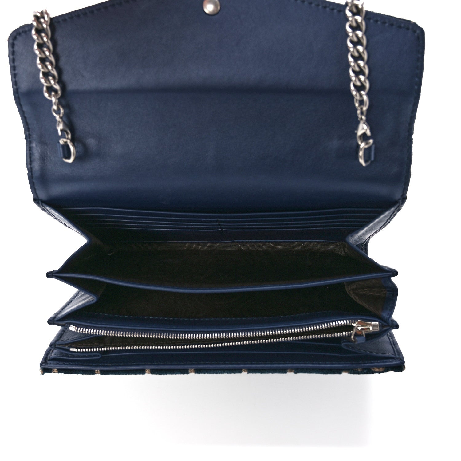 Gucci Velvet GG Monogram Mini Dionysus Chain Wallet Blue Beige Black 5 of 11
