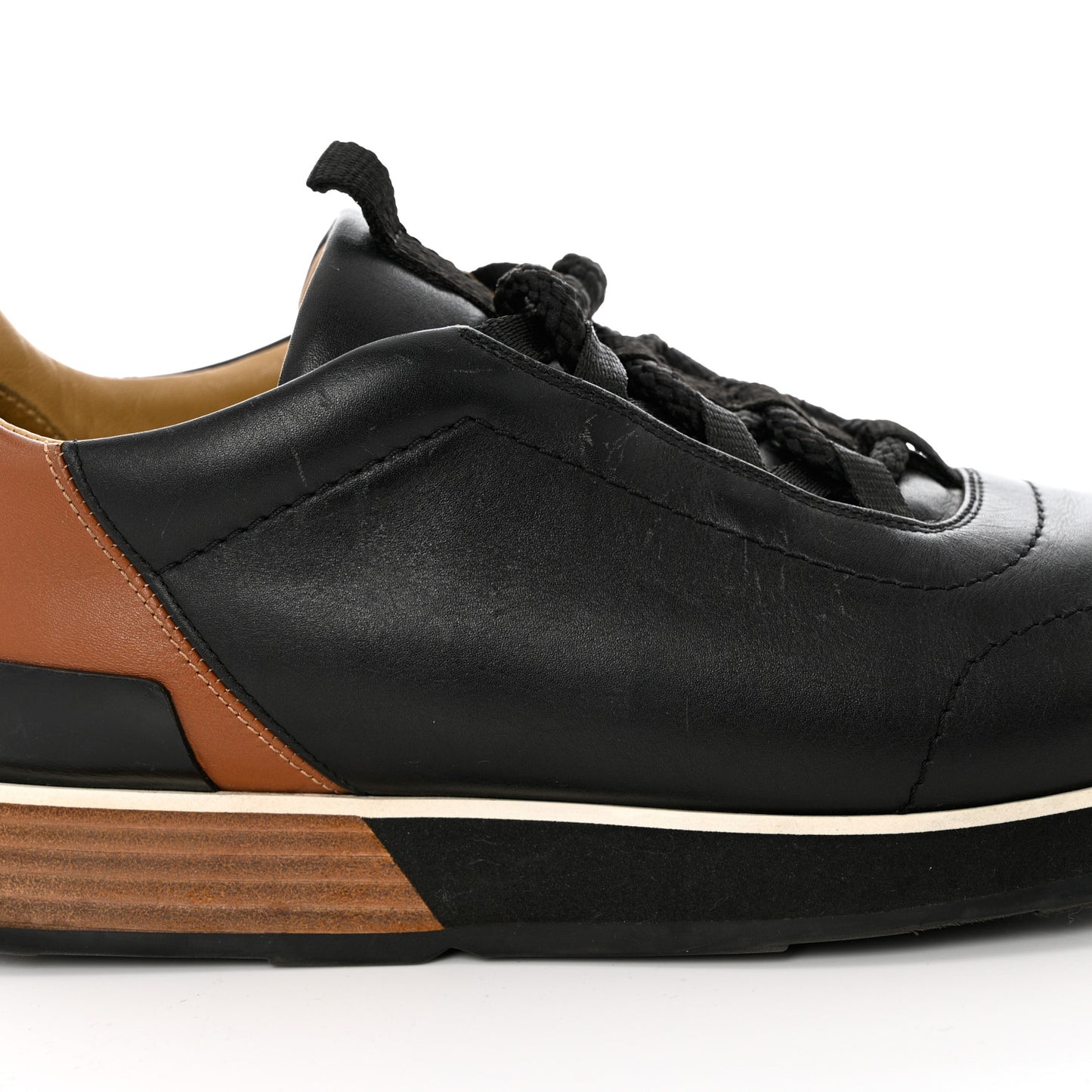 Calfskin Mens Miles Sneakers 42.5 Black