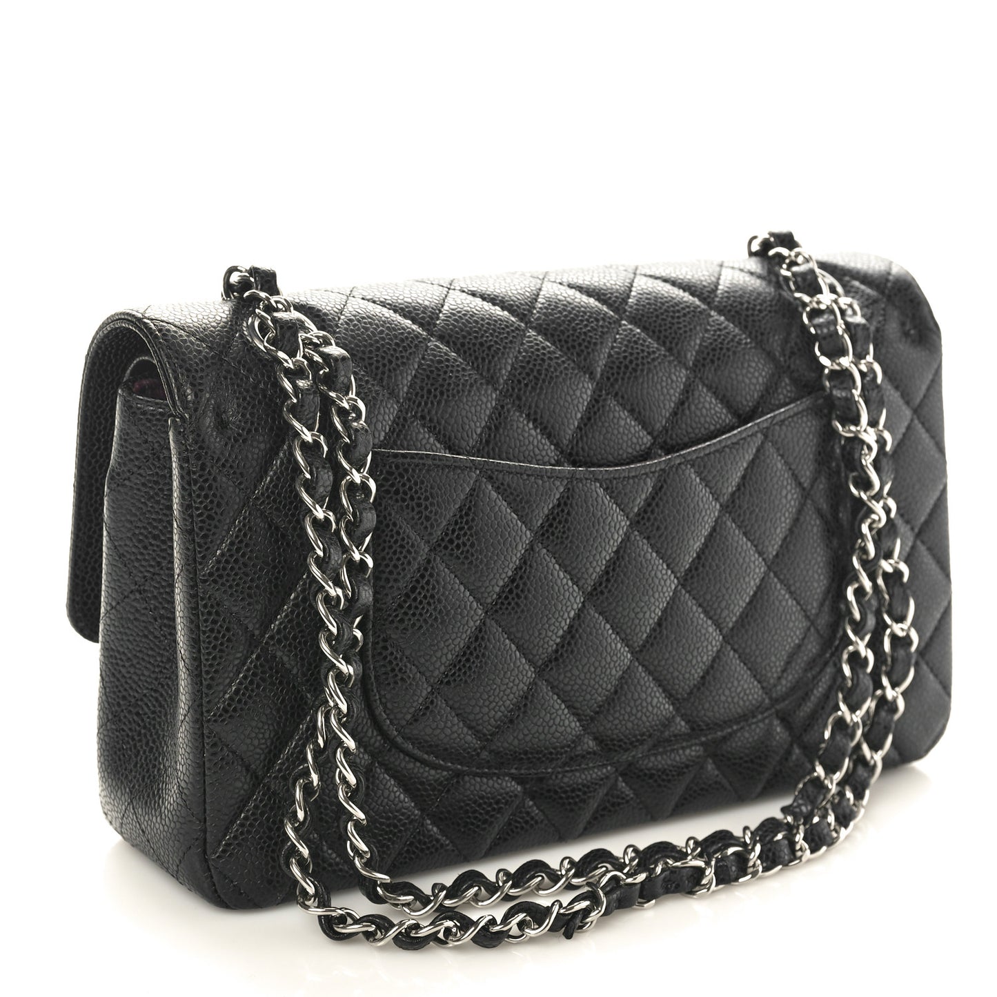 Caviar Quilted Medium Double Flap Black