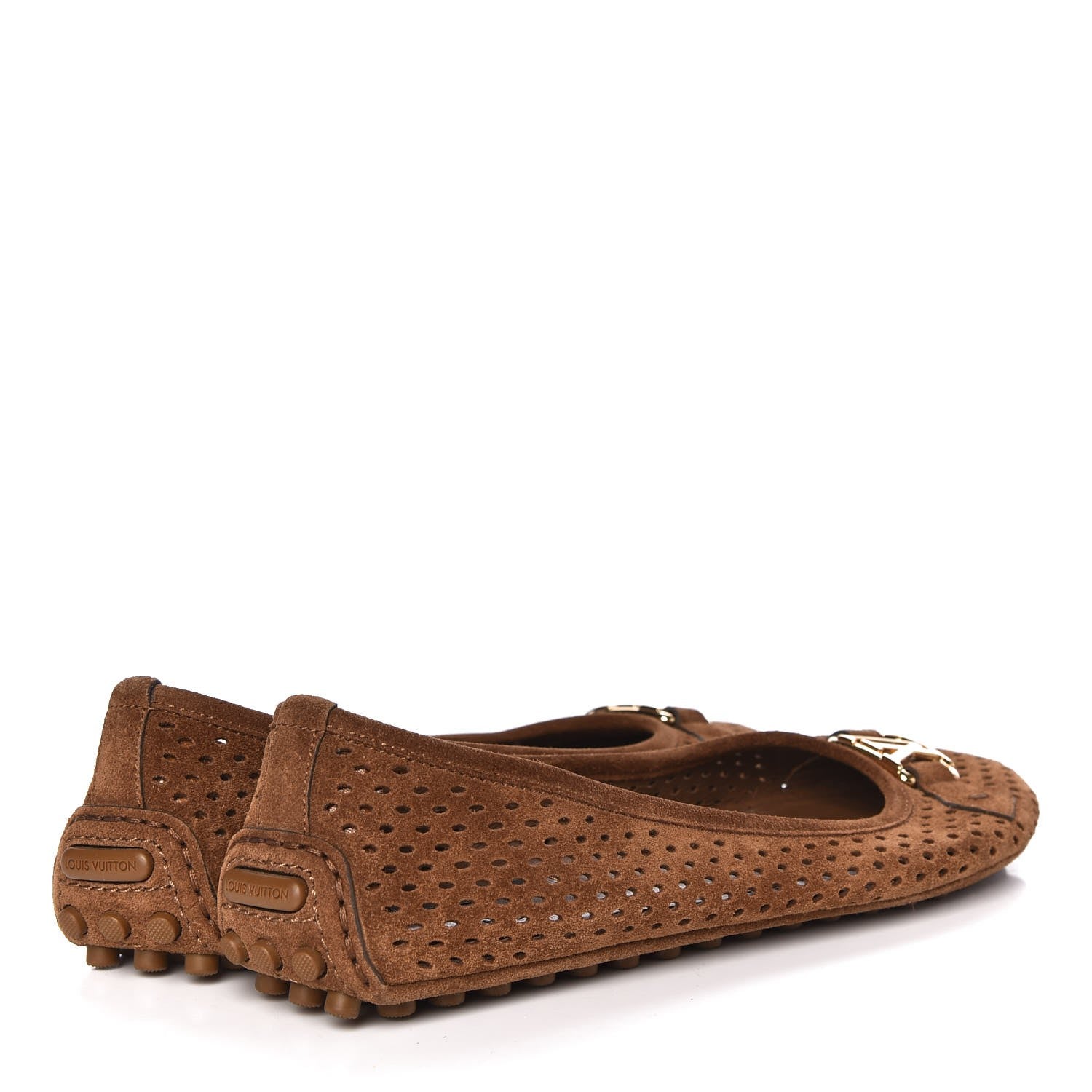 Louis Vuitton Suede Perforated Oxford Ballerina Flats 39 Cognac 4 of 11