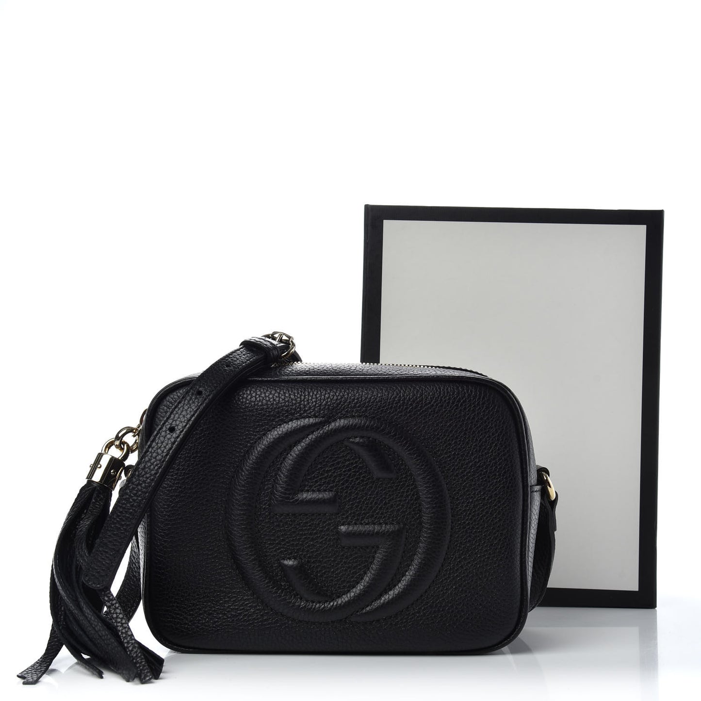 Pebbled Calfskin Small Soho Disco Bag Black