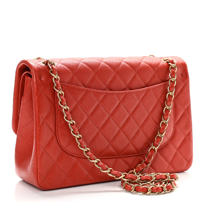 Chanel Caviar Quilted Jumbo Double Flap Red 3 of 10