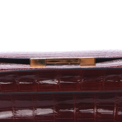 Hermes Shiny Niloticus Crocodile Lizard Marquette Constance 24 Rouge H 14 of 22