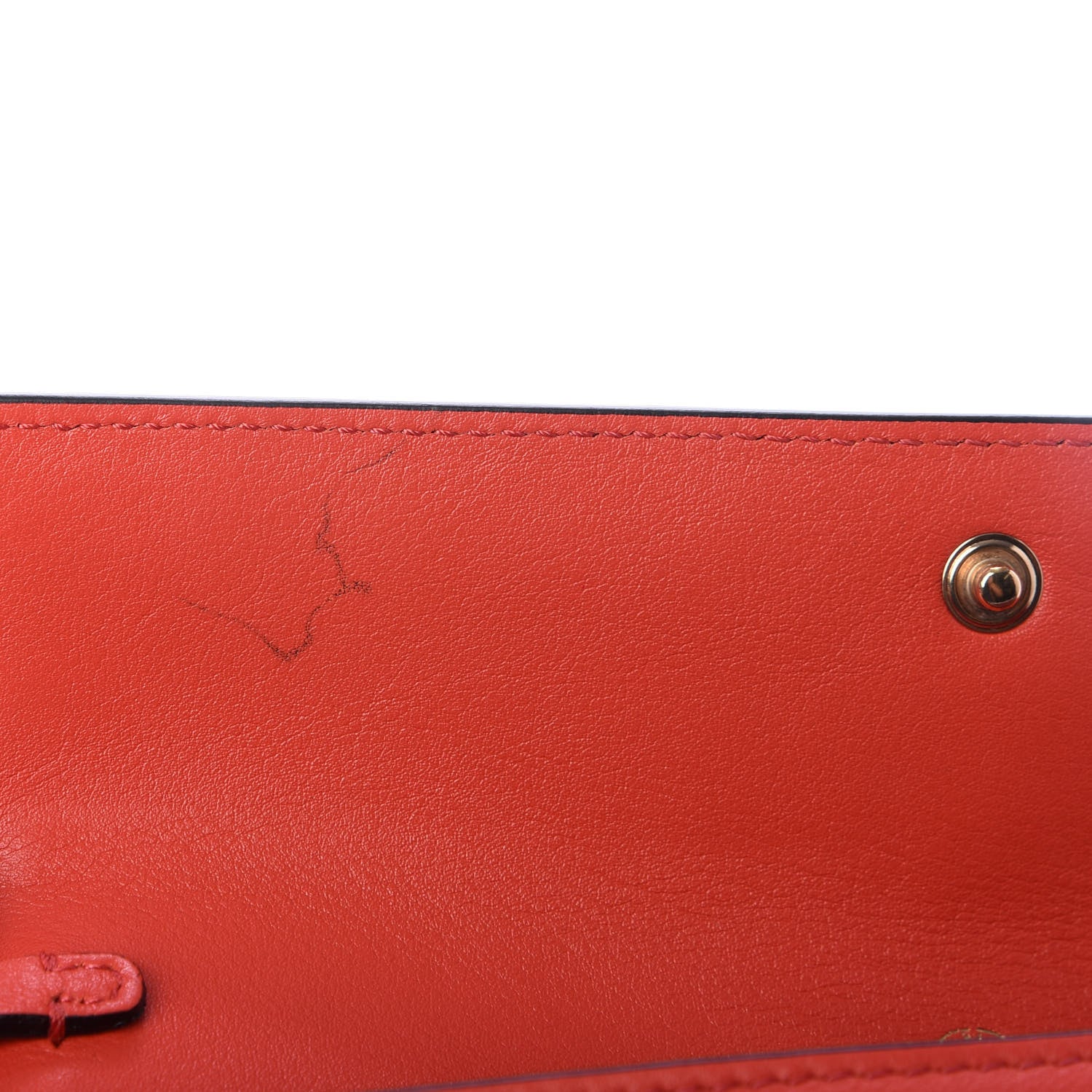 Valentino Garavani Calfskin Rockstud Wristlet Travel Wallet Deep Coral 7 of 7