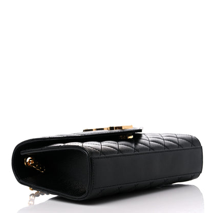 Saint Laurent Grain De Poudre Textured Mixed Matelasse Triquilt Small Monogram Satchel Black 4 of 10