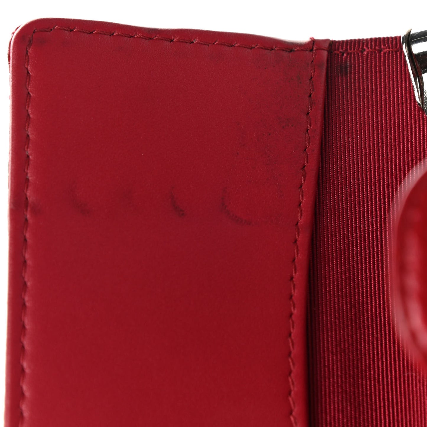 Metallic Caviar Quilted 6 Key Holder Dark Pink