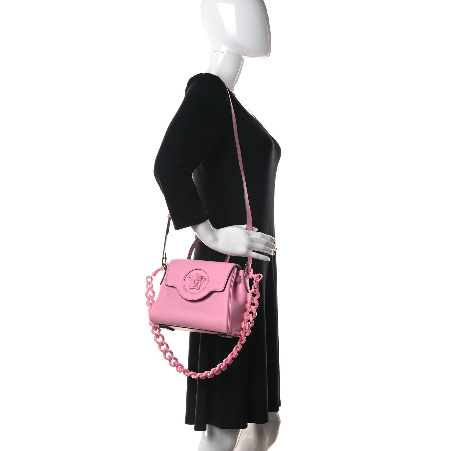 Versace Grained Calfskin Medusa Small Top Handle Handbag Pink 2 of 9