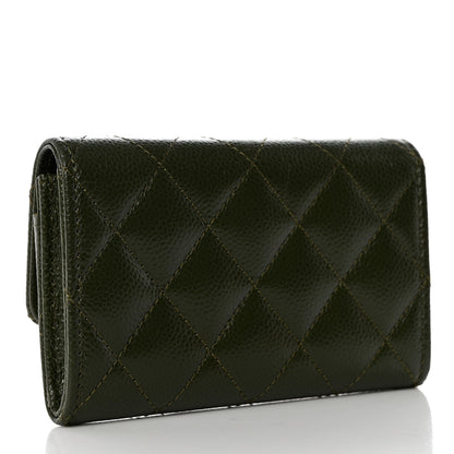 Chanel Caviar Quilted Chain CC Flap Card Holder Khaki 3 of 9