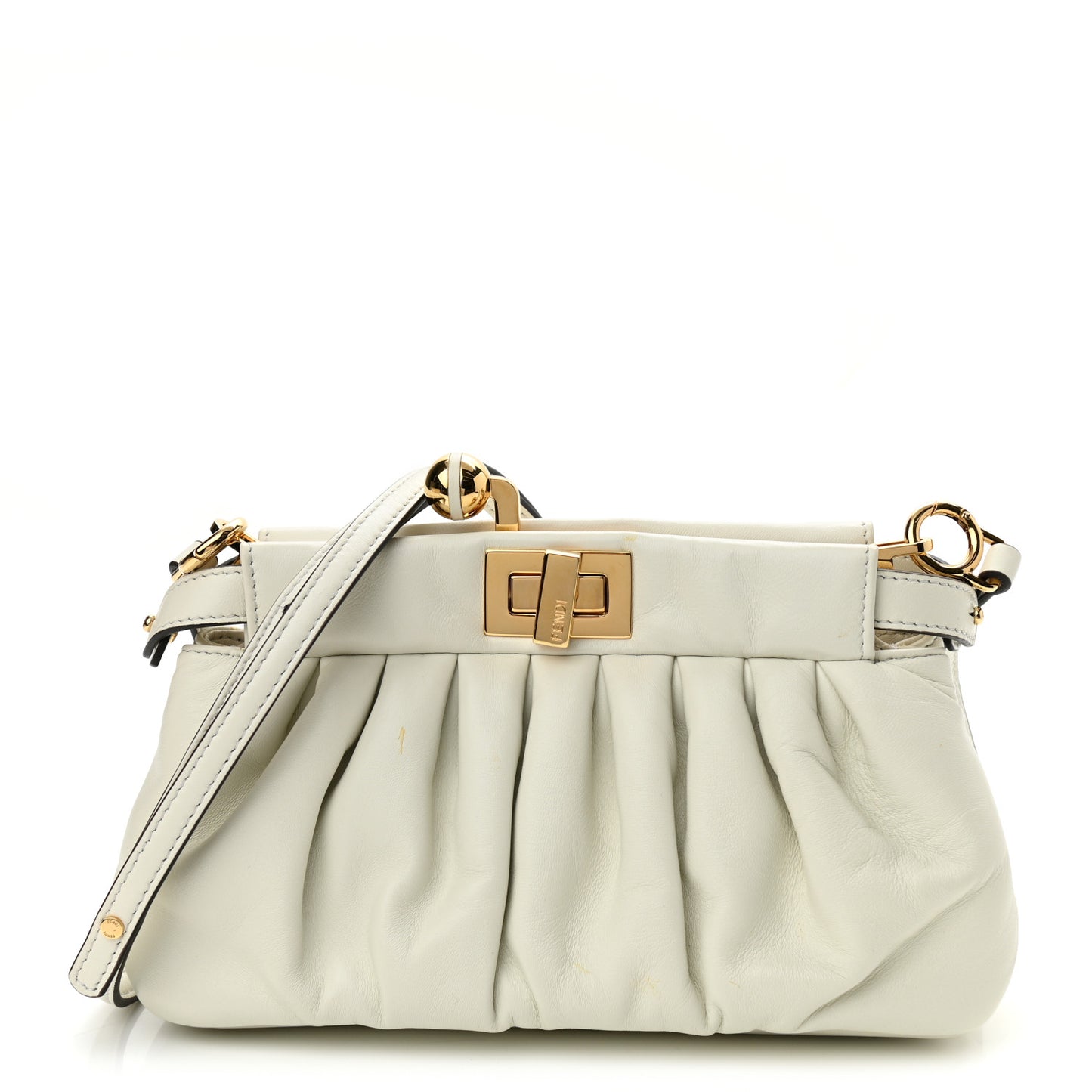 Shiny Nappa Small Peekaboo Click Bag White