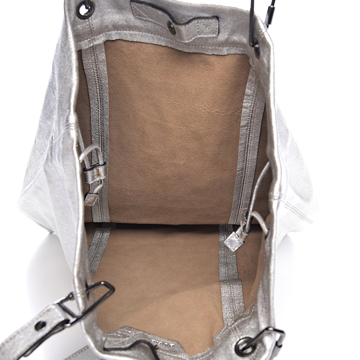 Metallic Soft Grain Calfskin Tote Silver