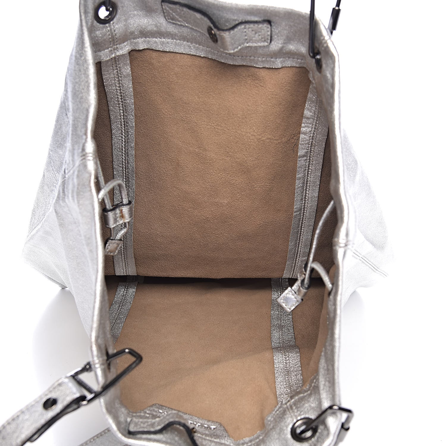 Burberry Metallic Soft Grain Calfskin Tote Silver 5 of 15