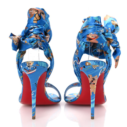 Christian Louboutin Crepe Satin Greekaba Du Desert 100 Sandal 36 Blue Multicolor 6 of 10
