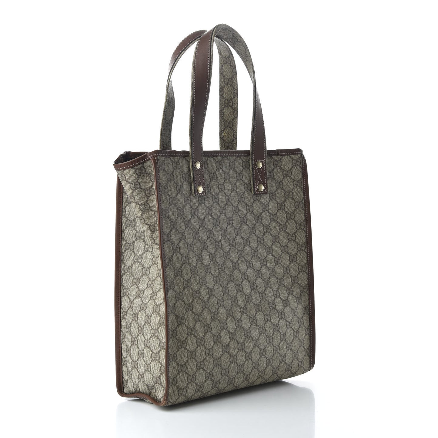 GG Plus Monogram Small Signature Web Loop Vertical Tote Light Brown