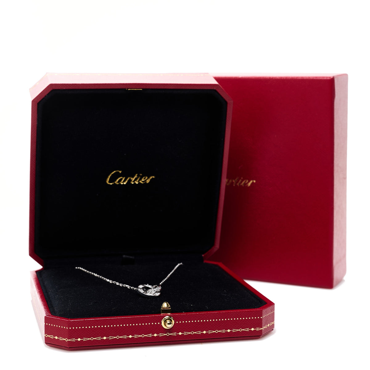 Cartier 18K White Gold Diamond Interlocking LOVE Paved Necklace 6 of 6