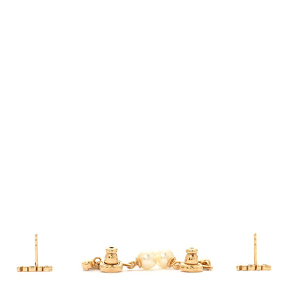 Christian Dior Pearl Crystal Dio(r)evolution Star Earrings Gold White 4 of 6