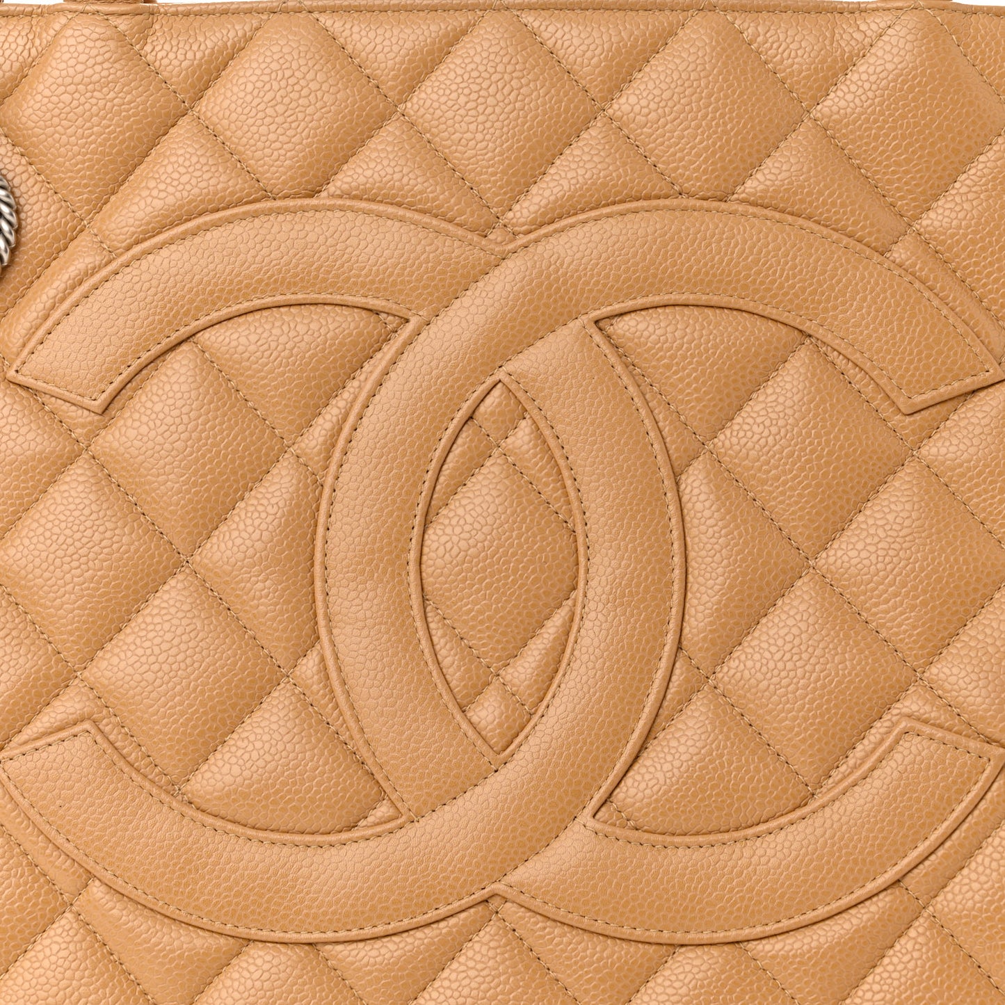 Caviar Quilted Medallion Tote Beige
