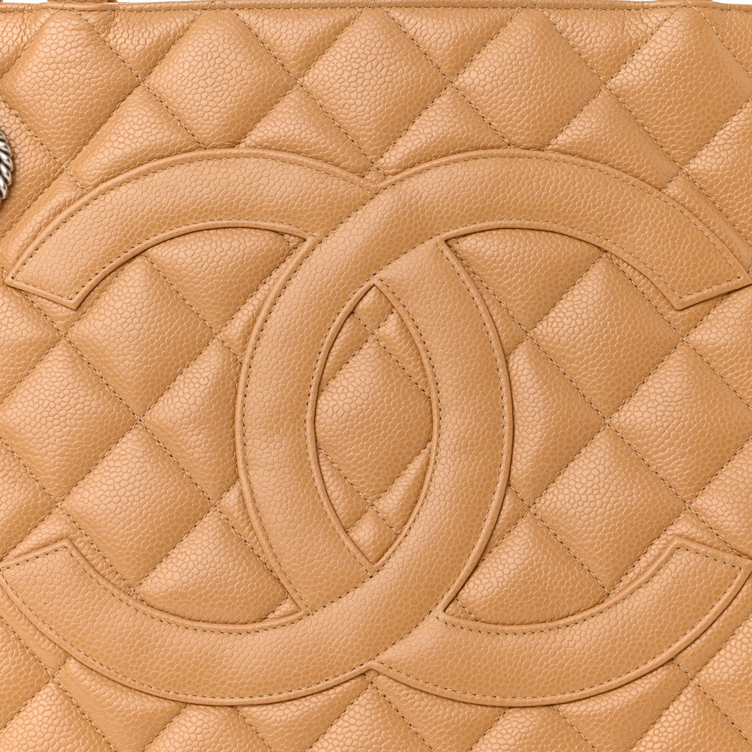 Chanel Caviar Quilted Medallion Tote Beige 8 of 13
