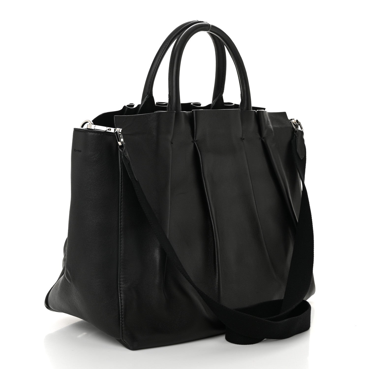 The Row Calfskin Pleated Peggy Tote Black 3 of 11