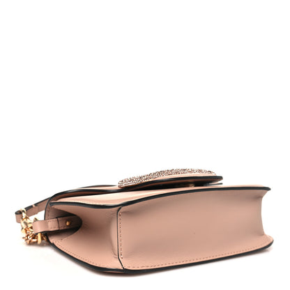 Valentino Garavani Calfskin Crystal Vlogo Small Loco Shoulder Bag Rose Cannelle 4 of 10
